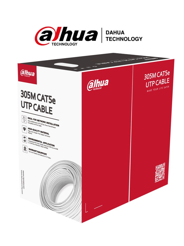Bobina de Cable UTP Blanco 100  Cobre/ Categoria 5e/ 305 Metros/ CPR Eca/ Video y Redes/ Compatible con Alimentación PoE - Bobina de Cable UTP Blanco 100  Cobre/ Categoria 5e/ 305 Metros/ CPR Eca/ Video y Redes/ Compatible con Alimentación PoE -